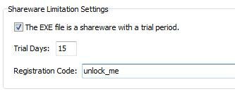 Shareware settings screenshot