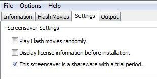 Enable shareware settings for the flash screensaver